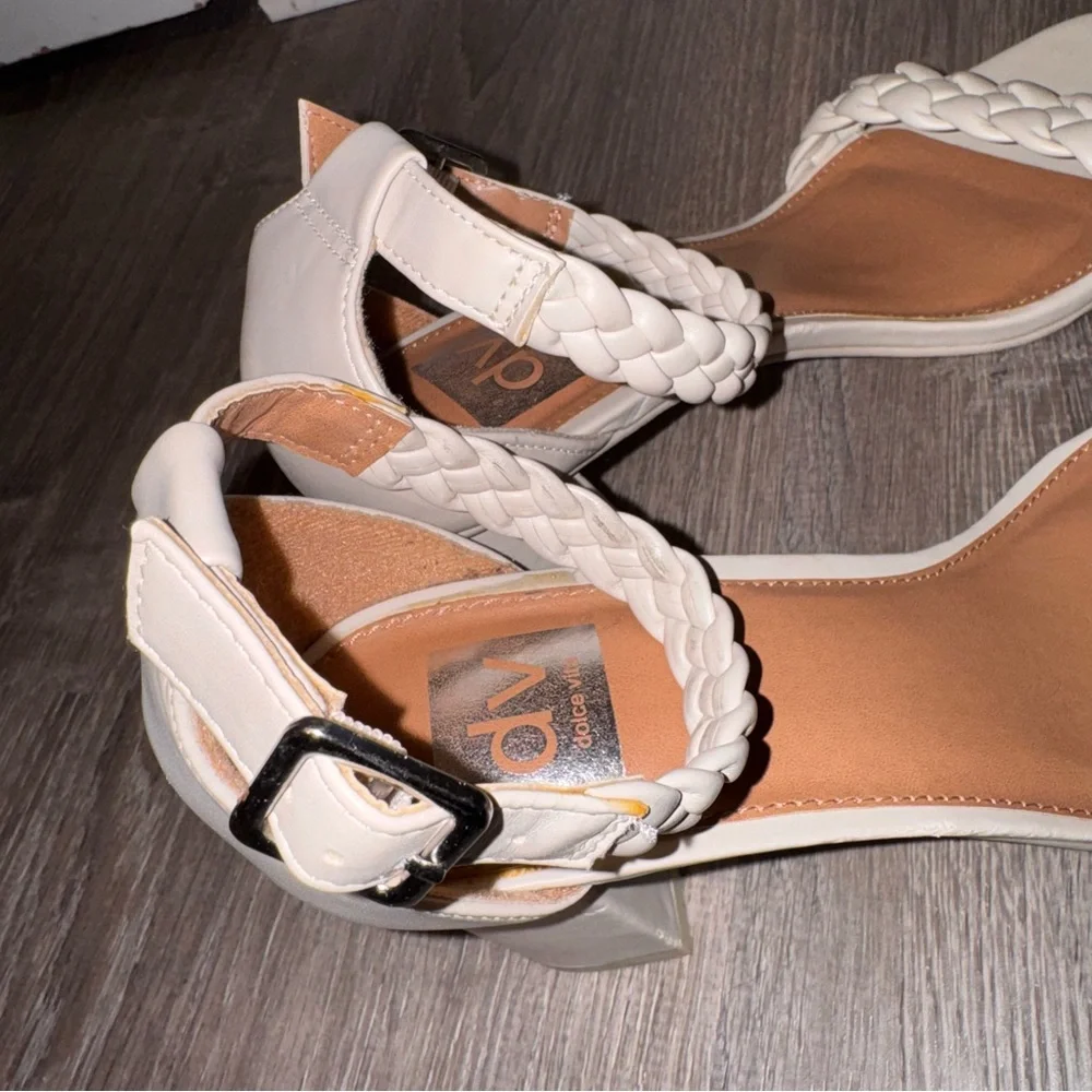 DV by Dolce Vita ivory Hassa braided ankle strap sandals heels 10